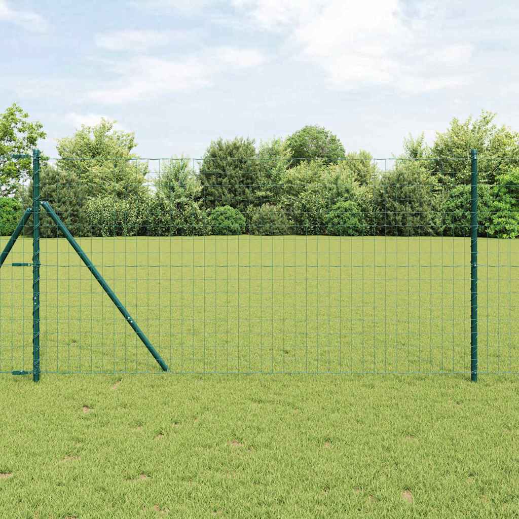 vidaXL Euro Fence Ground Fix 10 x 1 m PVC-Coated Steel Green Mesh 1