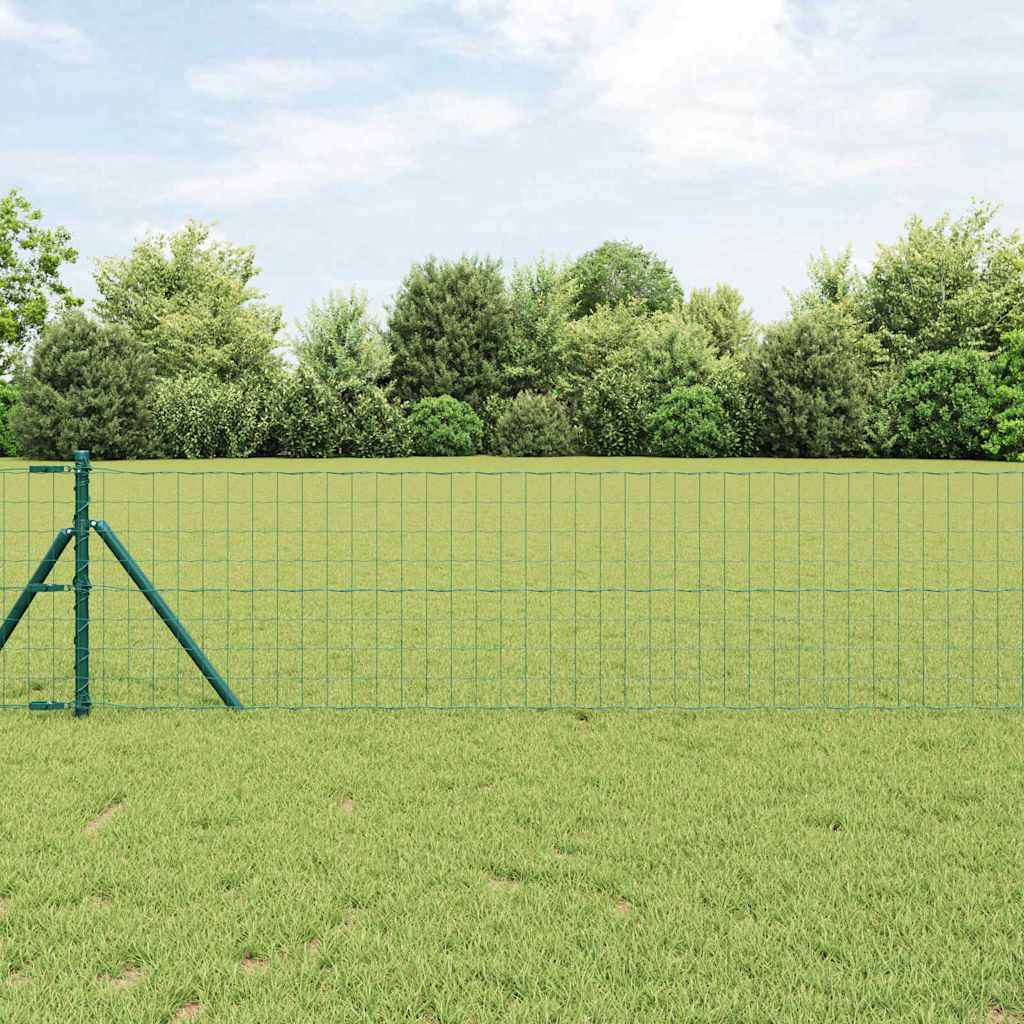 vidaXL Euro Fence Ground Fix 25 x 0.4 m PVC-Coated Steel Green Mesh 1