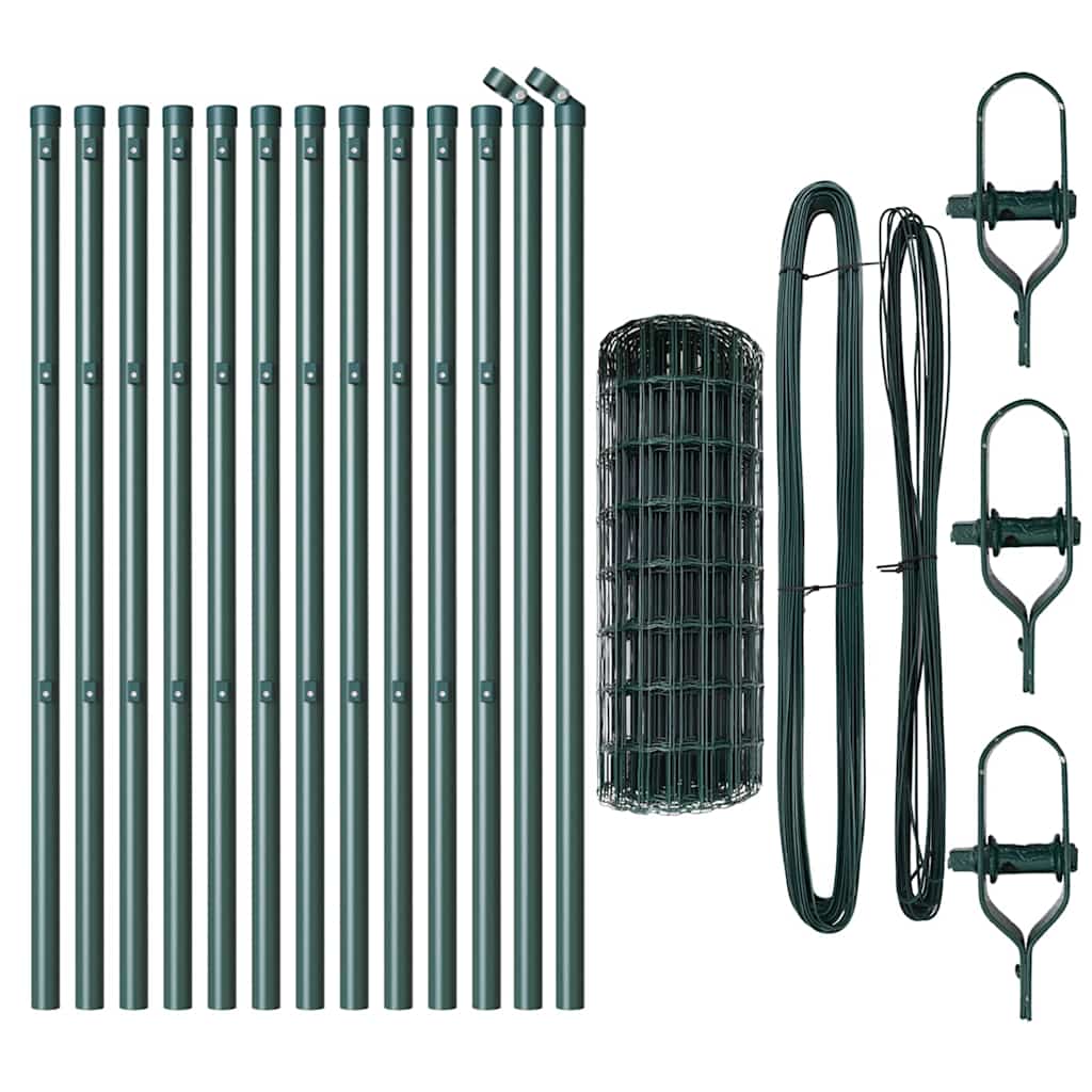vidaXL Euro Fence Ground Fix 25 x 0.4 m PVC-Coated Steel Green Mesh 5