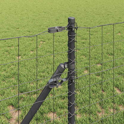 vidaXL Euro Fence Ground Fix 10 x 0.8 m PVC-Coated Steel Grey Mesh 4