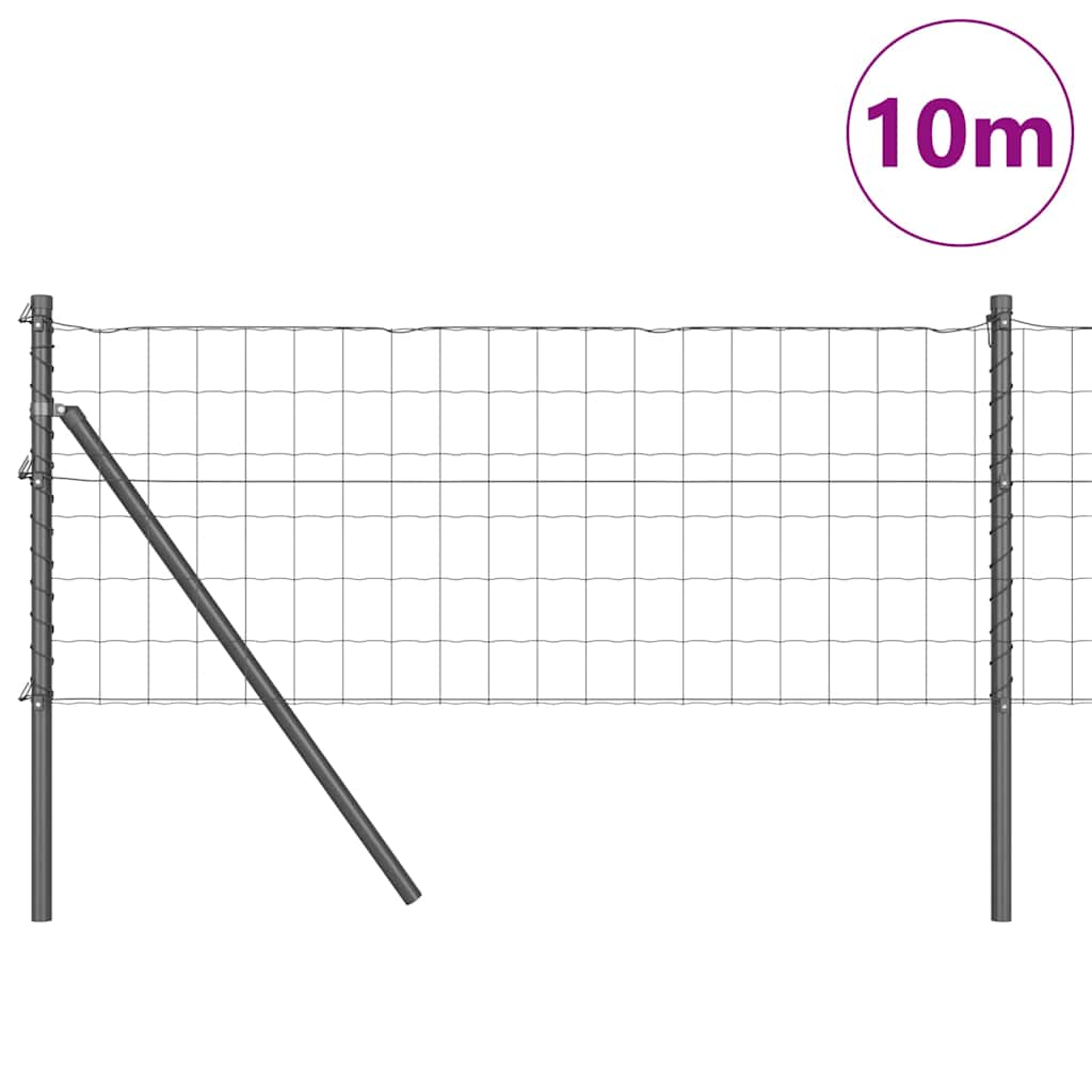 vidaXL Euro Fence Ground Fix 10 x 0.8 m PVC-Coated Steel Grey Mesh 3