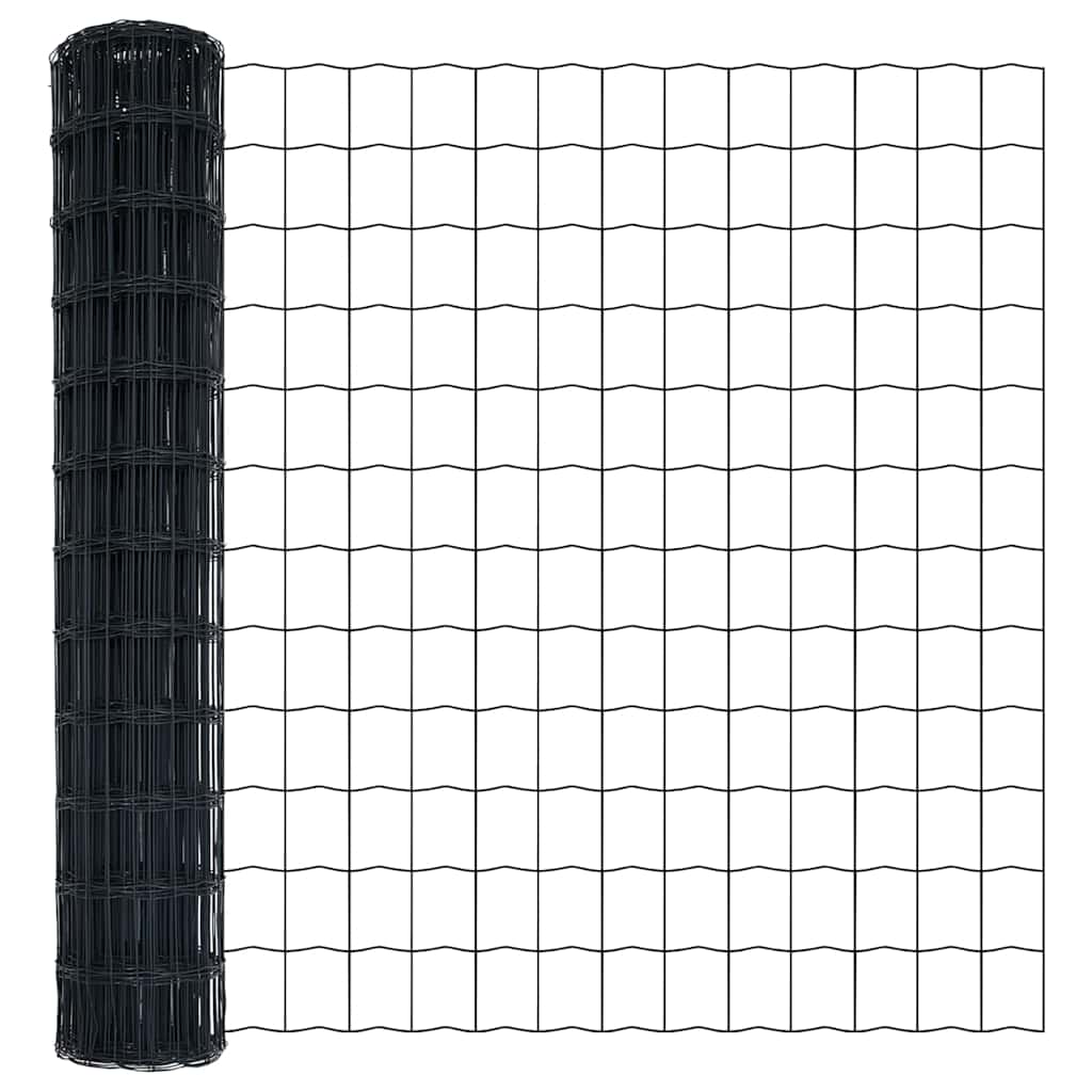 vidaXL Euro Fence Ground Fix 10 x 1 m PVC-Coated Steel Grey Mesh 5