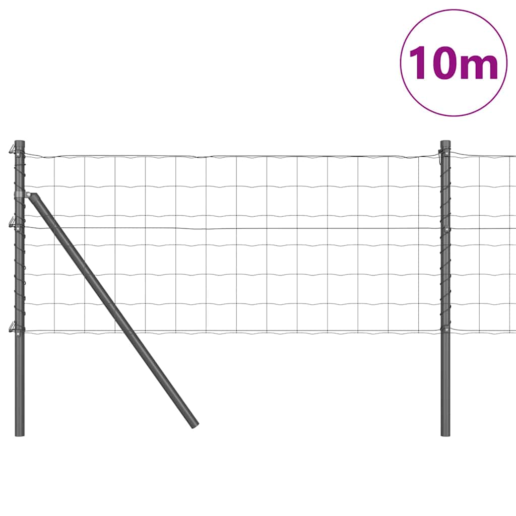 vidaXL Euro Fence Ground Fix 10 x 0.8 m PVC-Coated Steel Grey Mesh 3