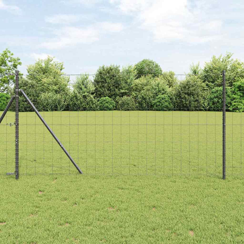 vidaXL Euro Fence Ground Fix 10 x 1 m PVC-Coated Steel Grey Mesh 1