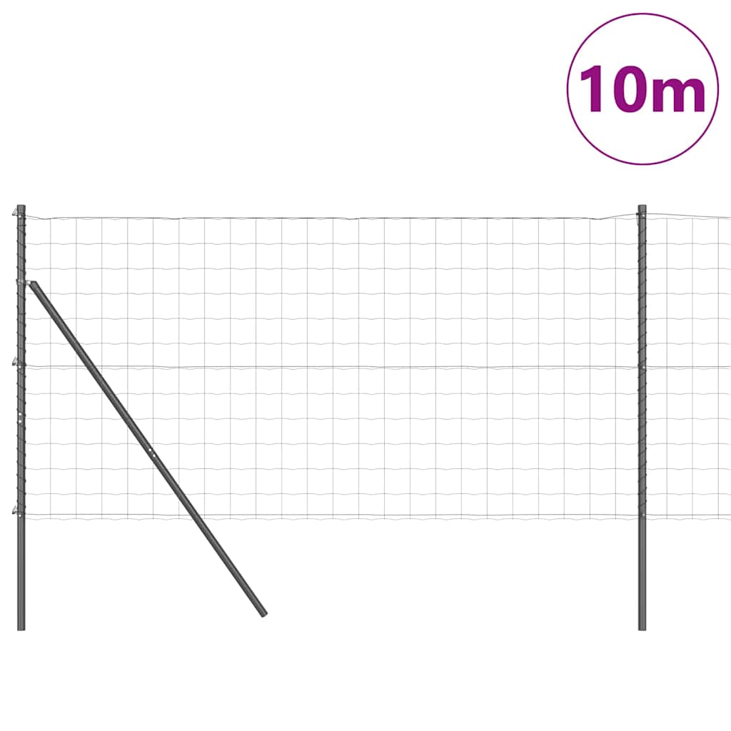 vidaXL Euro Fence Ground Fix 10 x 1 m PVC-Coated Steel Grey Mesh 3