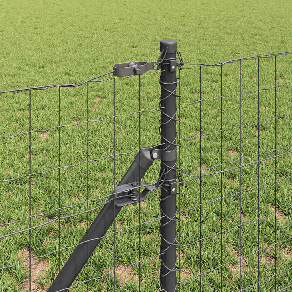 vidaXL Euro Fence Ground Fix 25 x 0.4 m PVC-Coated Steel Grey Mesh 4