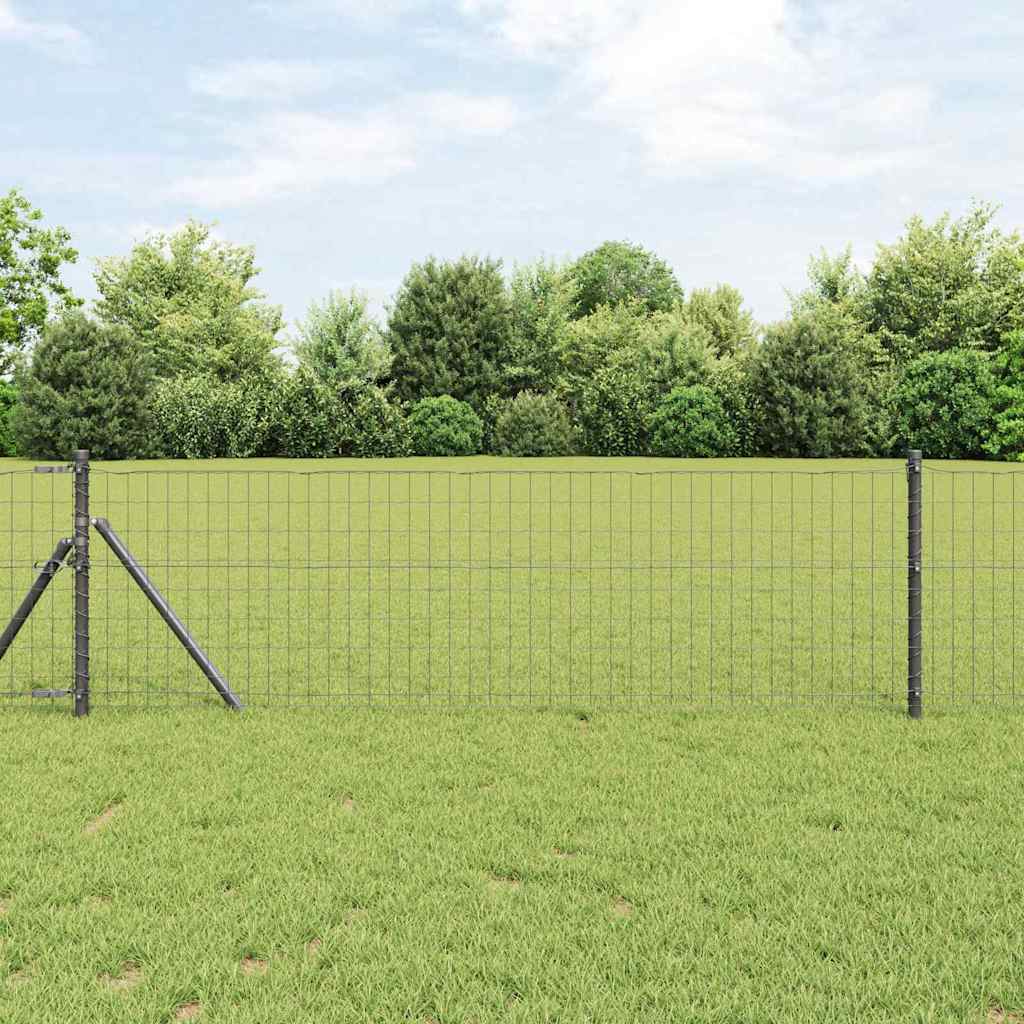 vidaXL Euro Fence Ground Fix 25 x 0.4 m PVC-Coated Steel Grey Mesh 1