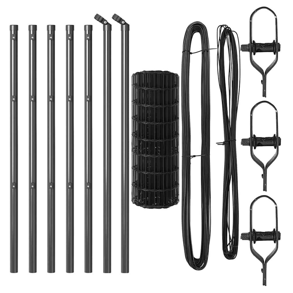 vidaXL Euro Fence Ground Fix 25 x 0.4 m PVC-Coated Steel Grey Mesh 5