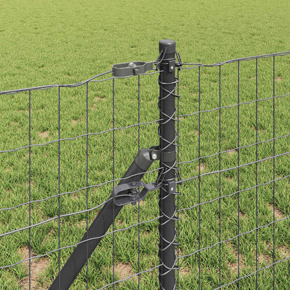 vidaXL Euro Fence Ground Fix 25 x 0.4 m PVC-Coated Steel Grey Mesh 4