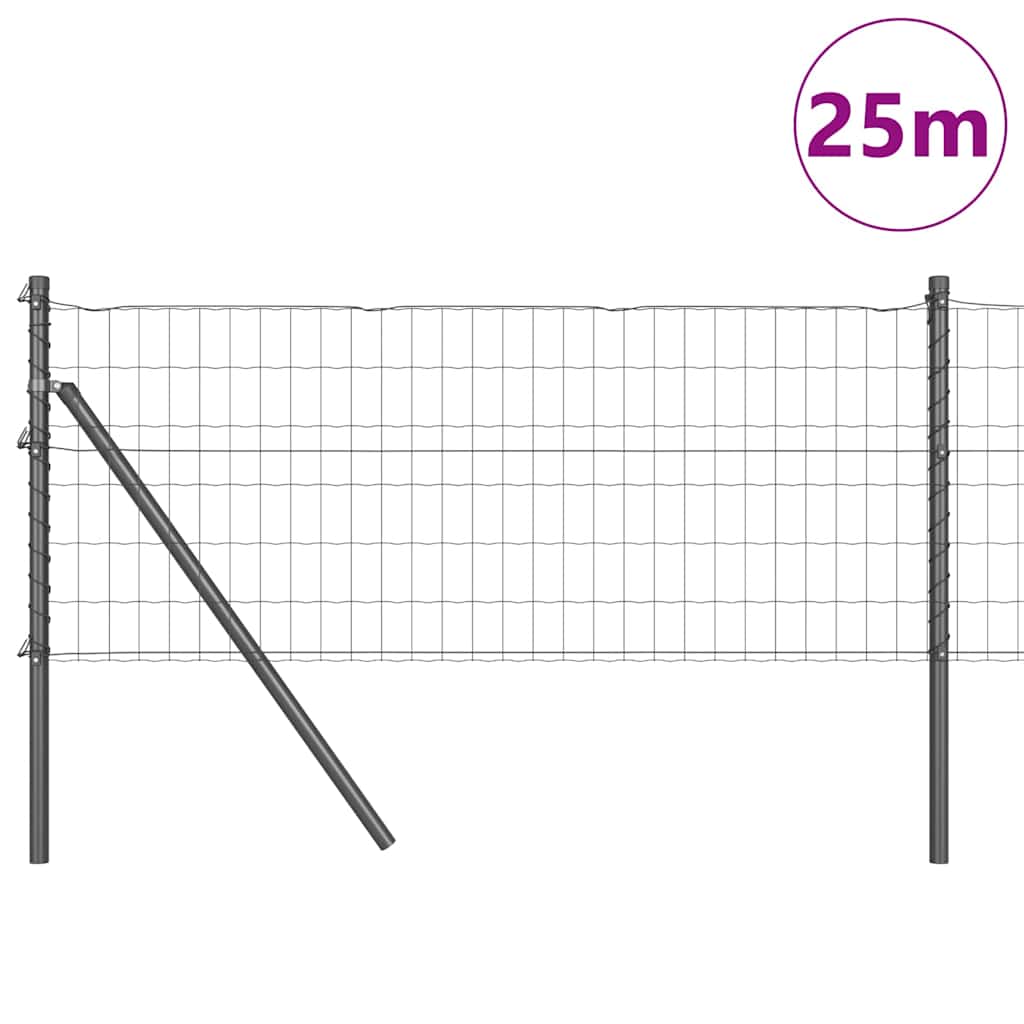 vidaXL Euro Fence Ground Fix 25 x 0.4 m PVC-Coated Steel Grey Mesh 3