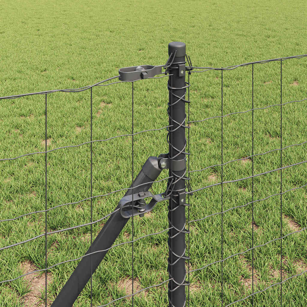 vidaXL Euro Fence Ground Fix 25 x 0.4 m PVC-Coated Steel Grey Mesh 4