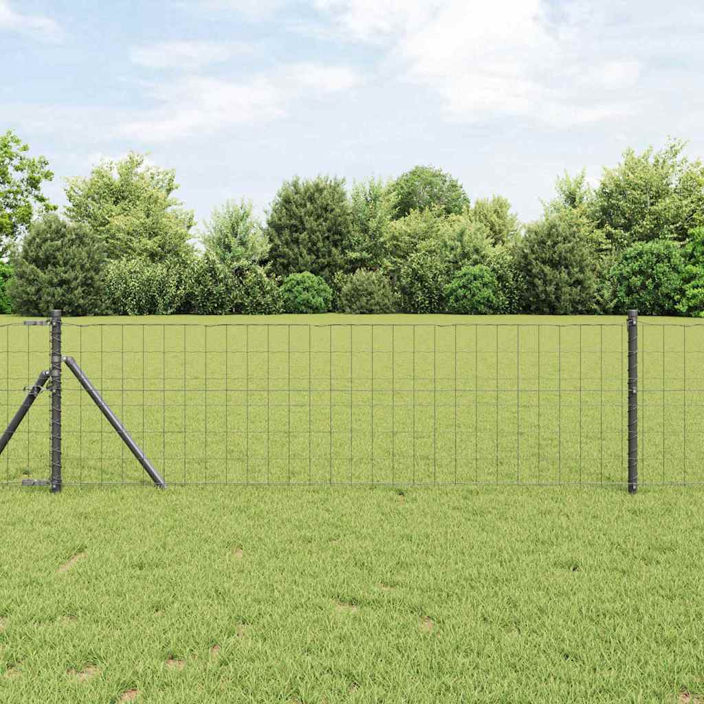 vidaXL Euro Fence Ground Fix 25 x 0.4 m PVC-Coated Steel Grey Mesh 1