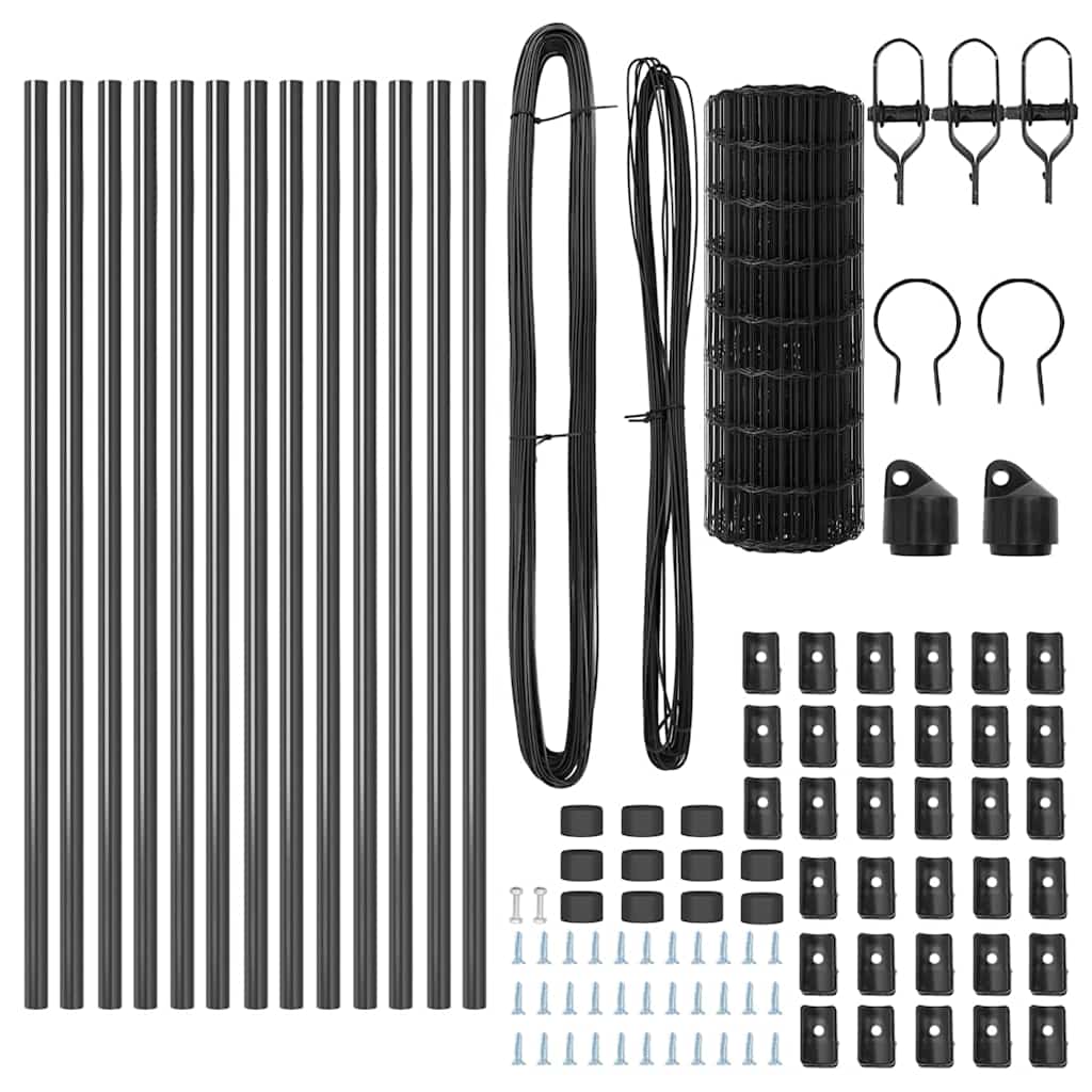 vidaXL Euro Fence Ground Fix 25 x 0.6 m PVC-Coated Steel Grey Mesh 6