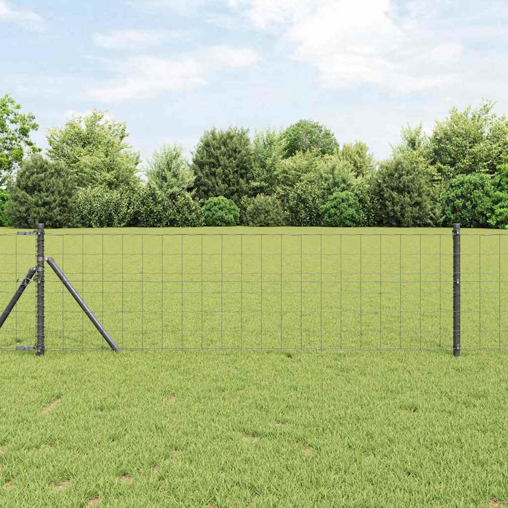 vidaXL Euro Fence Ground Fix 25 x 0.4 m PVC-Coated Steel Grey Mesh 1