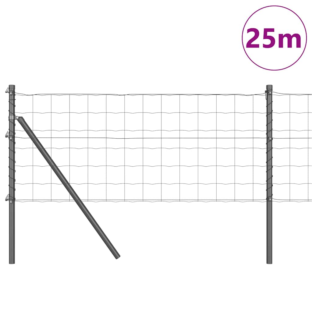 vidaXL Euro Fence Ground Fix 25 x 0.6 m PVC-Coated Steel Grey Mesh 3