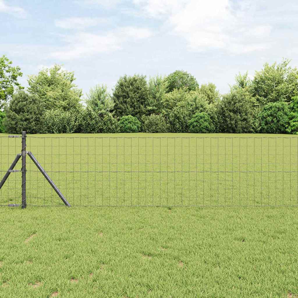 vidaXL Euro Fence Ground Fix 25 x 0.4 m PVC-Coated Steel Grey Mesh 1