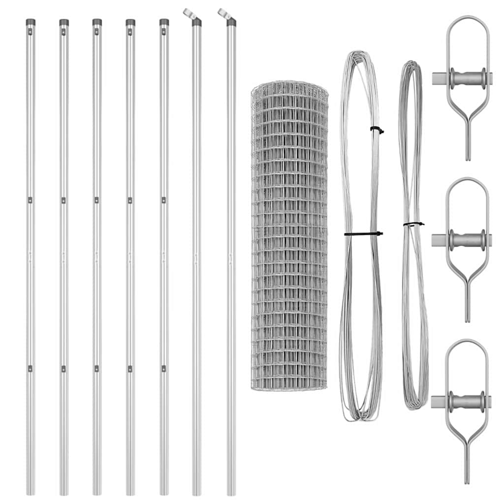 vidaXL Outdoor Euro Fence Ground Fix 10 x 1 m Galvanised Steel Silver 5