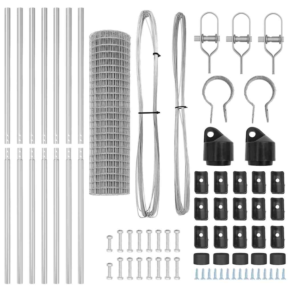vidaXL Outdoor Euro Fence Ground Fix 10 x 1 m Galvanised Steel Silver 6