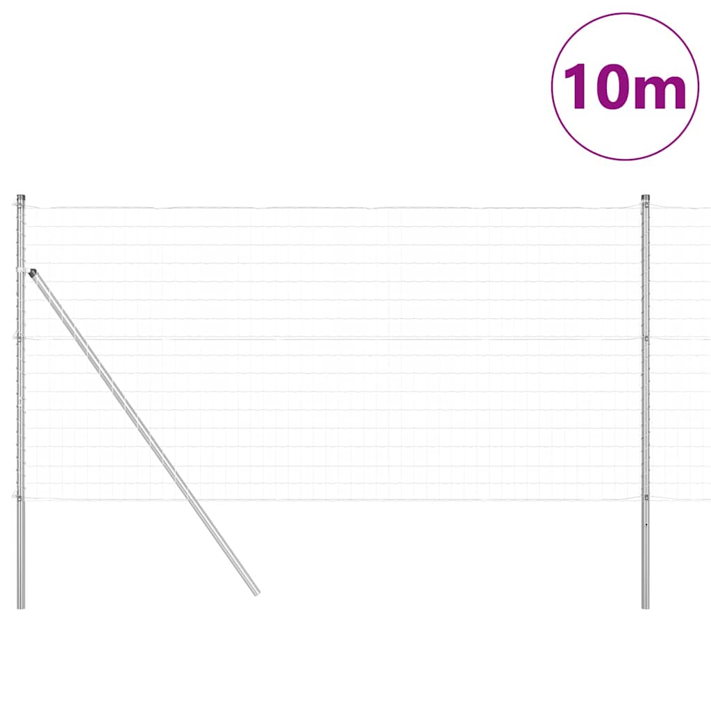 vidaXL Euro Fence Ground Fix 10 x 1 m Galvanised Steel Silver Mesh 3