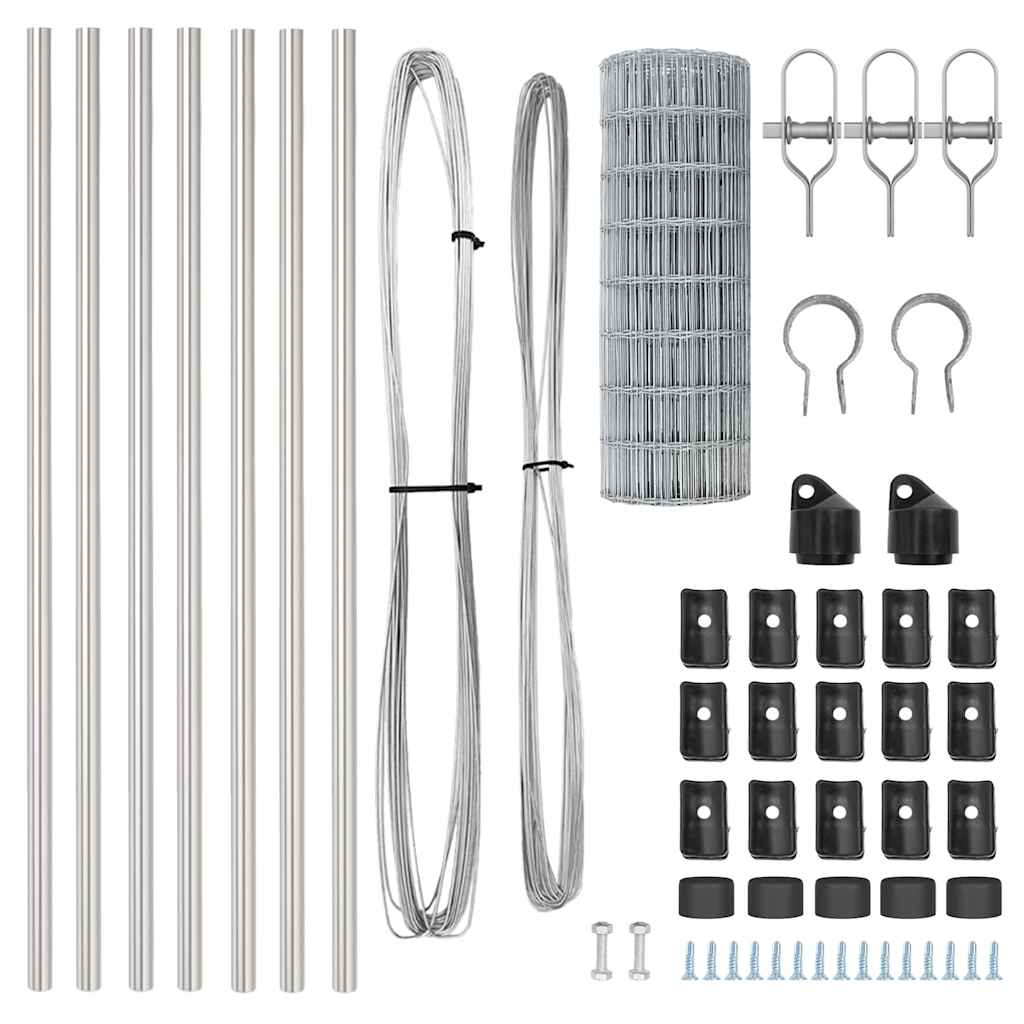 vidaXL Outdoor Euro Fence Ground Fix 10 x 0.8 m Galvanised Steel Mesh 6