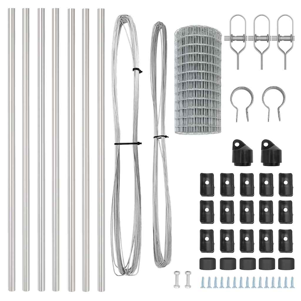 vidaXL Outdoor Euro Fence Ground Fix 10 x 0.8 m Galvanised Steel Mesh 6