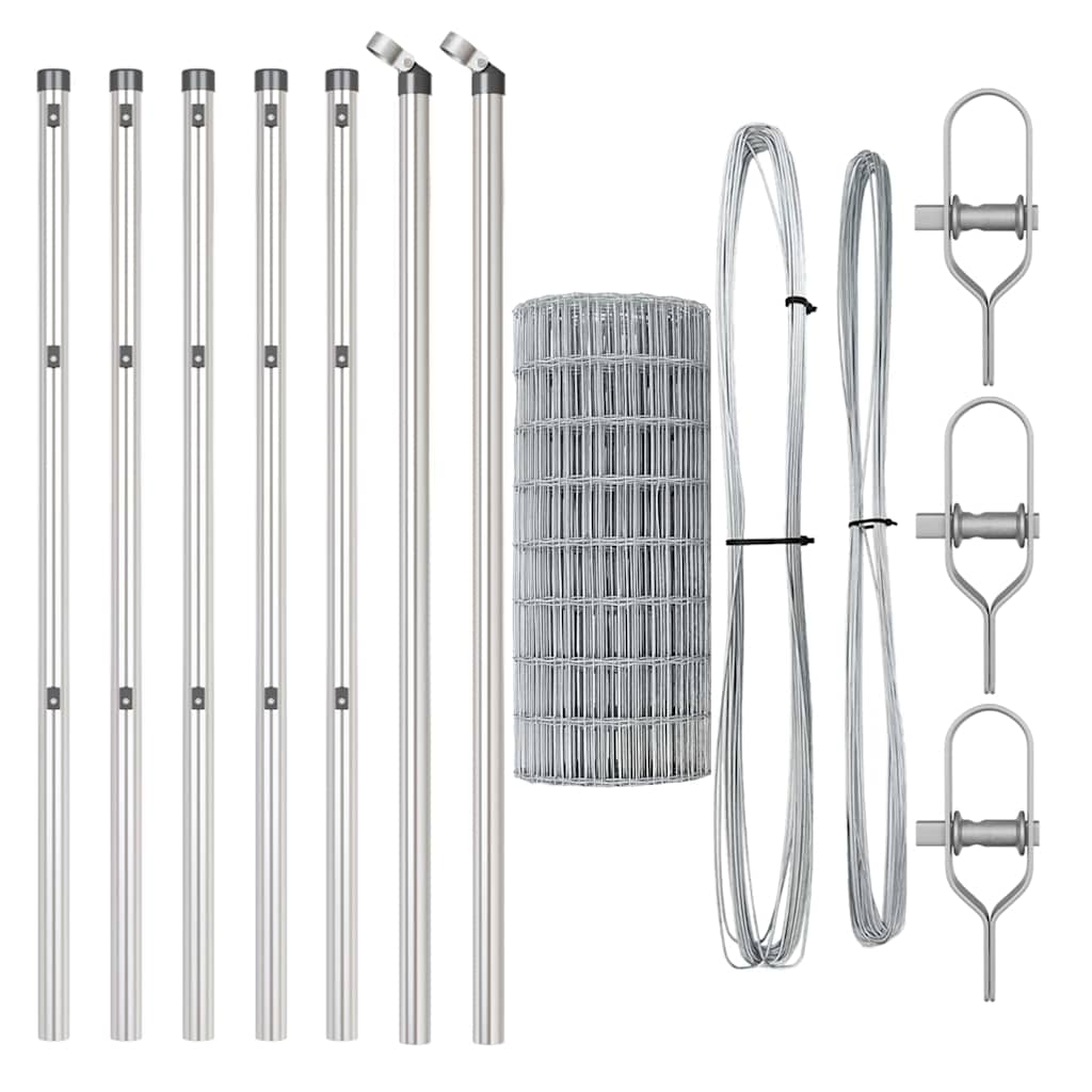 vidaXL Outdoor Euro Fence Ground Fix 25 x 0.4 m Galvanised Steel Mesh 5