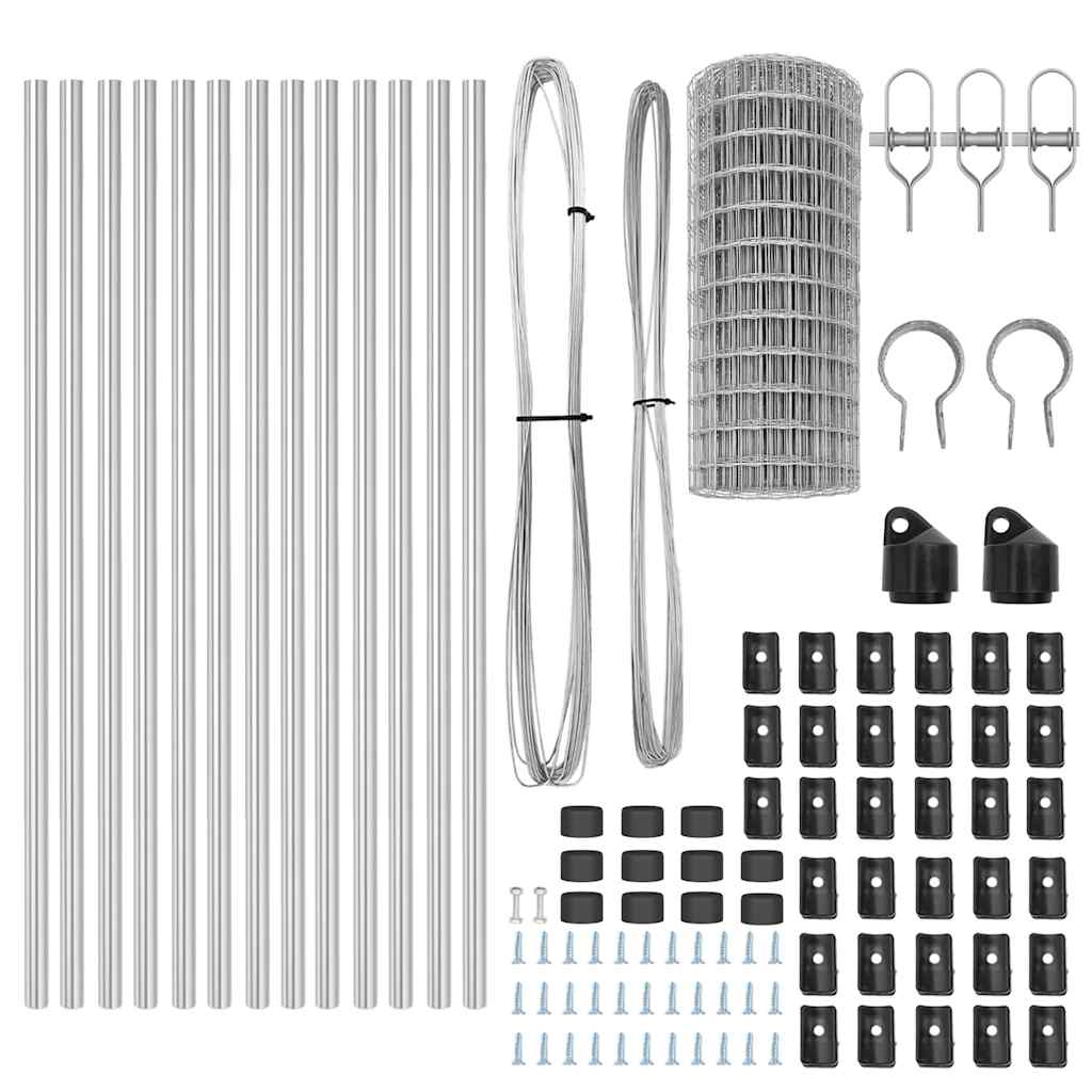 vidaXL Outdoor Euro Fence Ground Fix 25 x 0.6 m Galvanised Steel Mesh 6