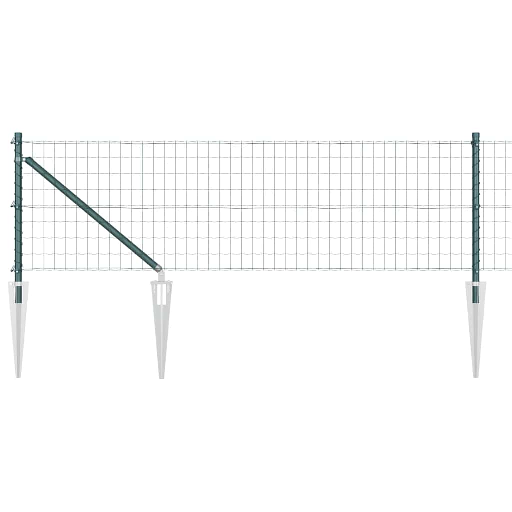 vidaXL Euro Fence with Spikes 10 x 0.6 m PVC-Coated Steel Green Mesh 2