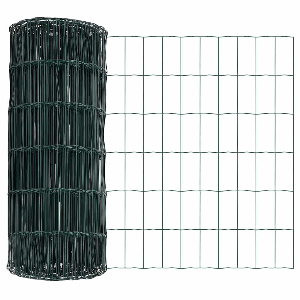 vidaXL Euro Fence with Spikes 10 x 0.6 m PVC-Coated Steel Green Mesh 6