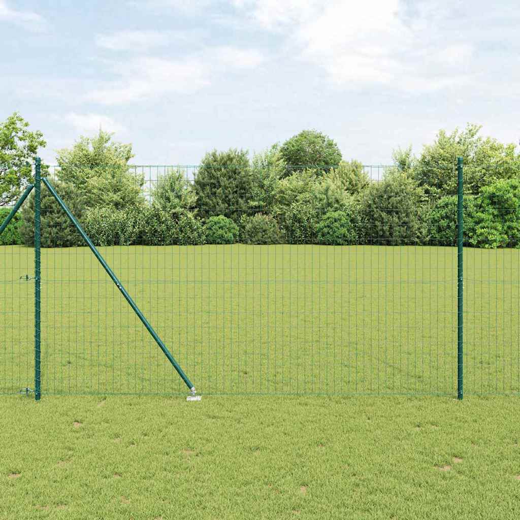 vidaXL Euro Fence with Spikes 10 x 1 m PVC-Coated Steel Mesh Spike Anchor Fix Green mesh Size 50 x 100 mm mesh