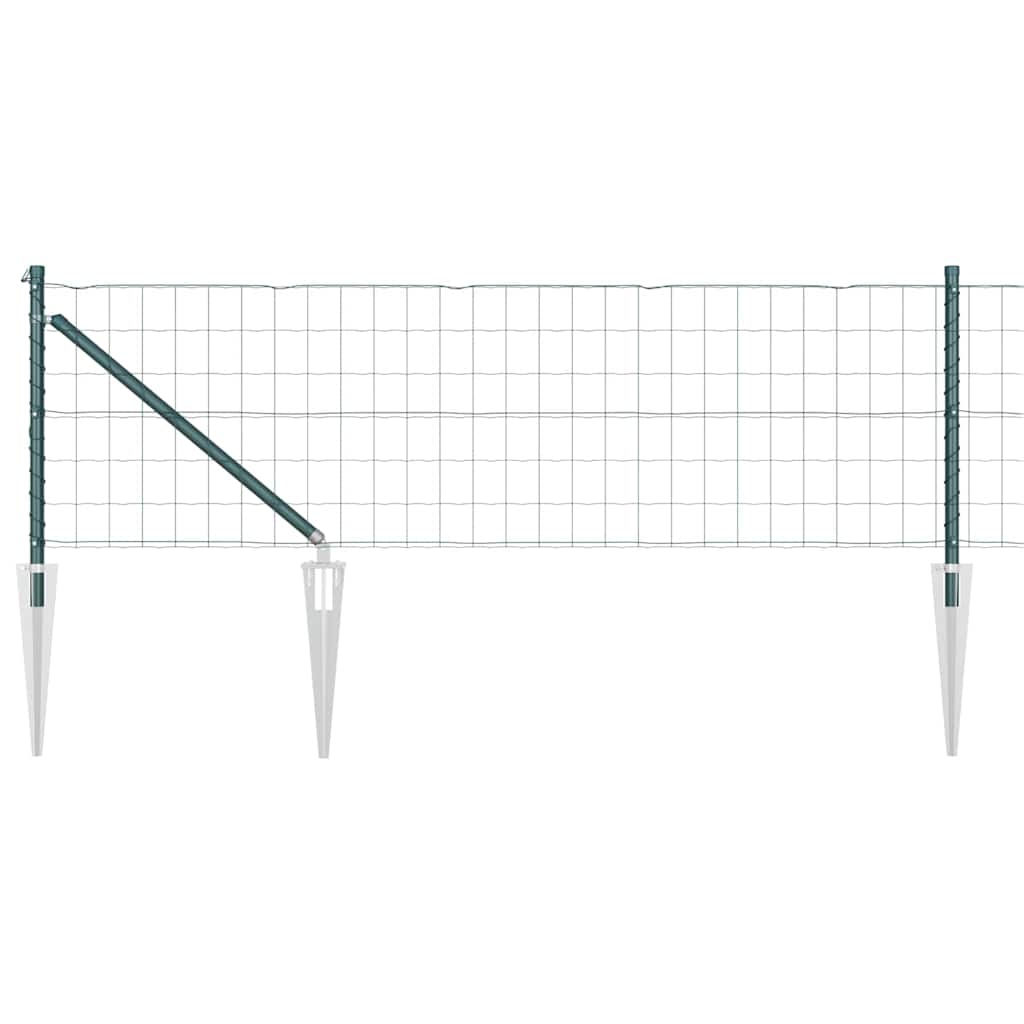 vidaXL Euro Fence with Spikes 10 x 0.6 m PVC-Coated Steel Green Mesh 2