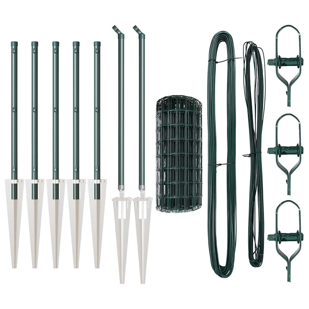 vidaXL Euro Fence with Spikes 10 x 0.6 m PVC-Coated Steel Green Mesh 5