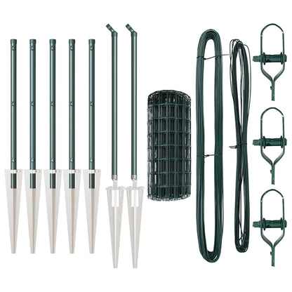 vidaXL Euro Fence with Spikes 10 x 0.6 m PVC-Coated Steel Green Mesh 5