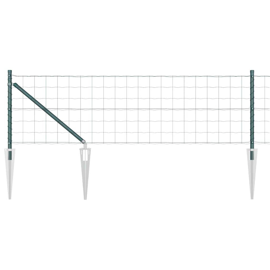 vidaXL Euro Fence with Spikes 10 x 0.6 m PVC-Coated Steel Green Mesh 2