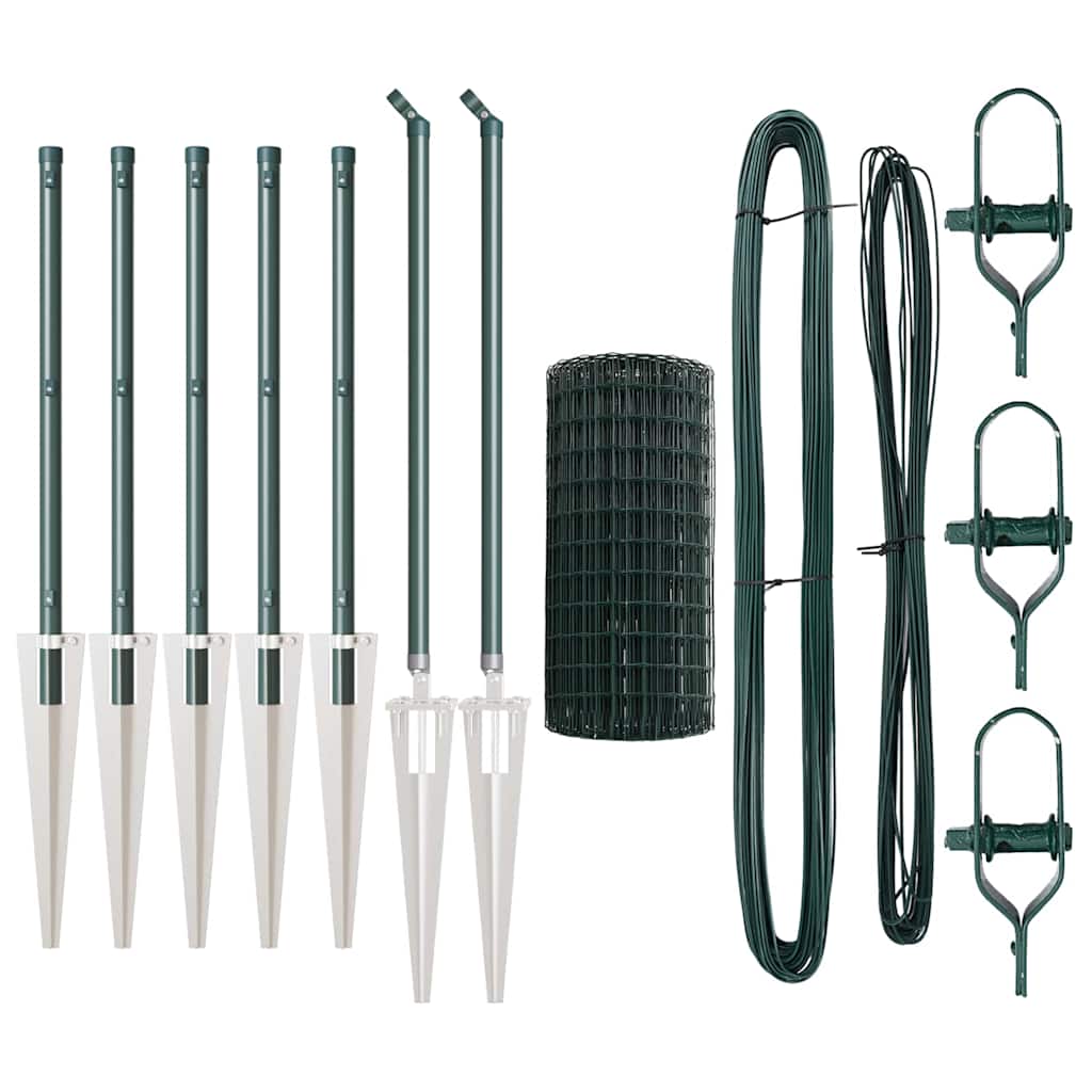 vidaXL Euro Fence with Spikes 10 x 0.6 m PVC-Coated Steel Green Mesh 5