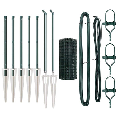 vidaXL Euro Fence with Spikes 10 x 0.6 m PVC-Coated Steel Green Mesh 5