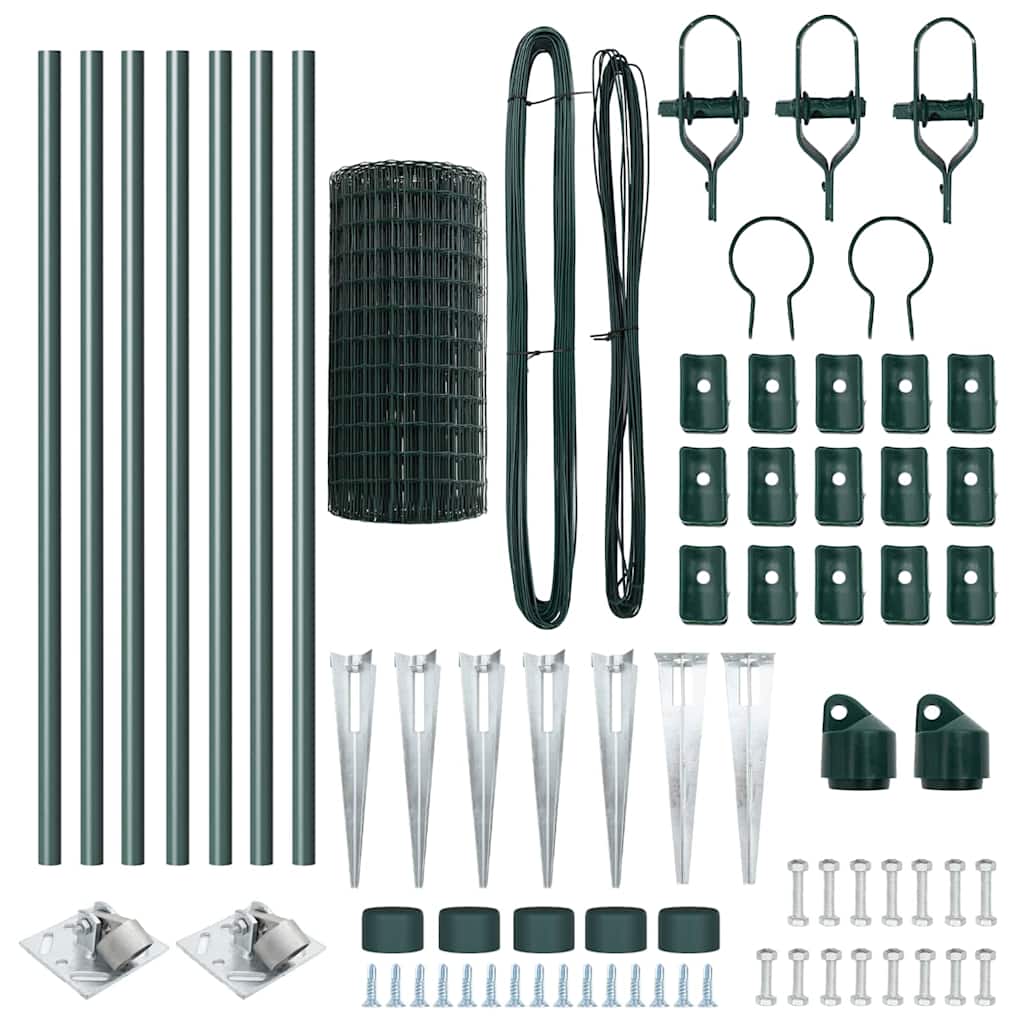 vidaXL Euro Fence with Spikes 10 x 0.6 m PVC-Coated Steel Green Mesh 6