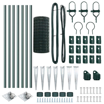 vidaXL Euro Fence with Spikes 10 x 0.6 m PVC-Coated Steel Green Mesh 6