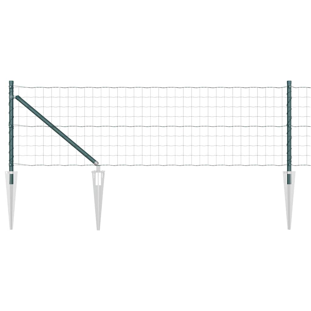 vidaXL Euro Fence with Spikes 10 x 0.6 m PVC-Coated Steel Green Mesh 2