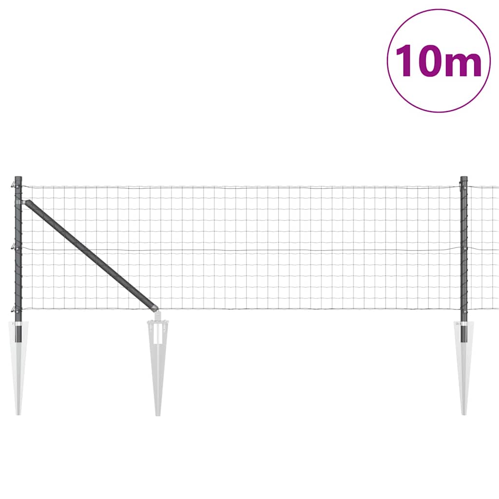 vidaXL Euro Fence with Spikes 10 x 0.4 m PVC-Coated Steel Grey Mesh 3