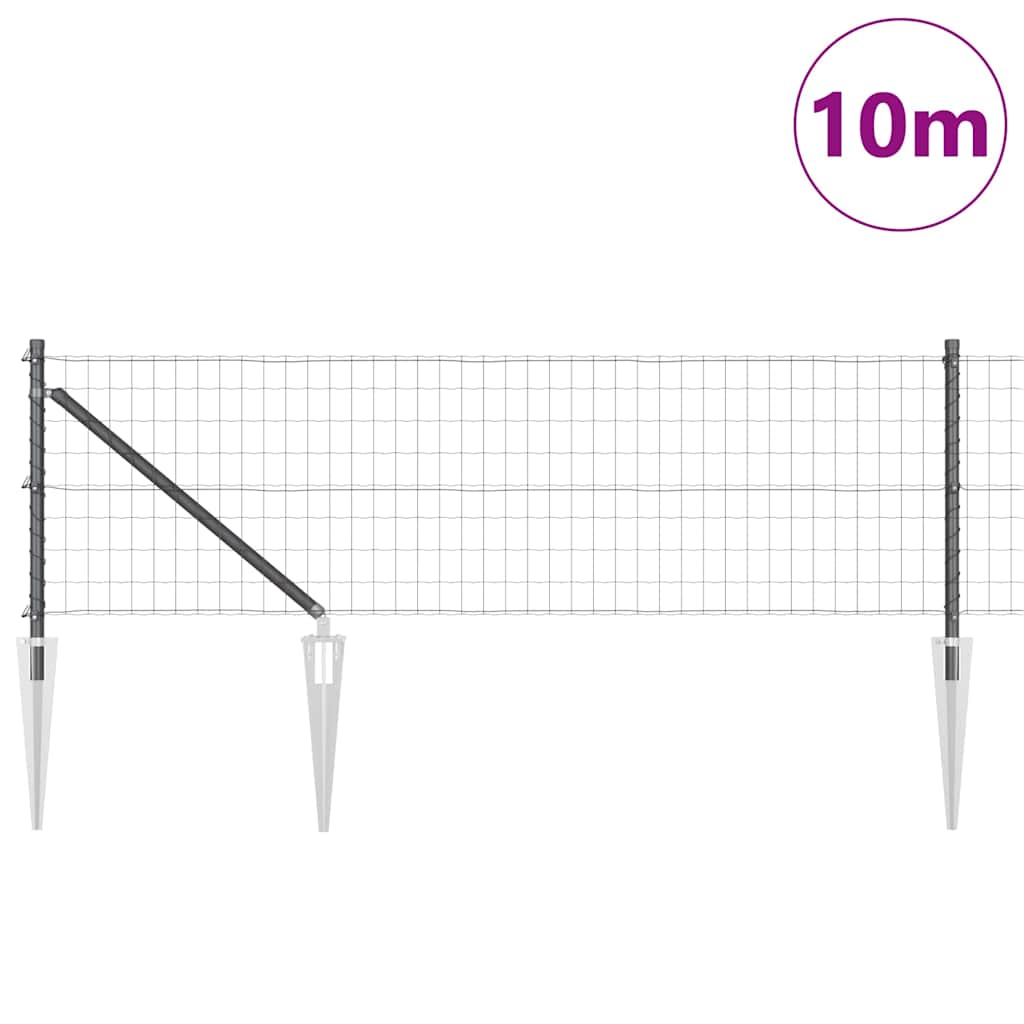 vidaXL Euro Fence with Spikes 10 x 0.6 m PVC-Coated Steel Grey Mesh 3
