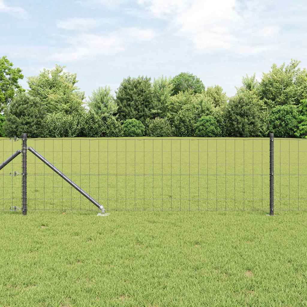 vidaXL Euro Fence with Spikes 10 x 0.6 m PVC-Coated Steel Grey Mesh 1