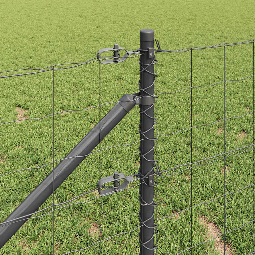 vidaXL Euro Fence with Spikes 10 x 0.8 m PVC-Coated Steel Grey Mesh 4