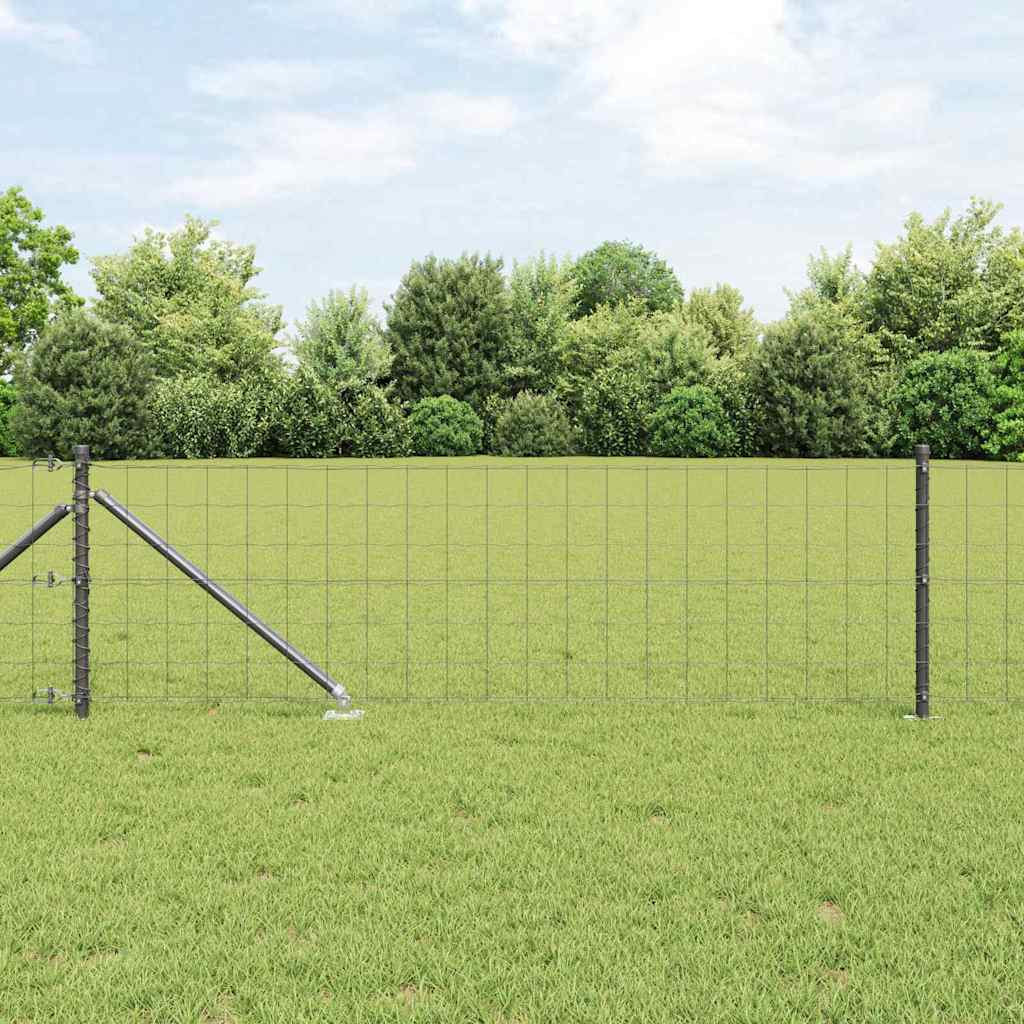 vidaXL Euro Fence with Spikes 10 x 0.8 m PVC-Coated Steel Grey Mesh 1