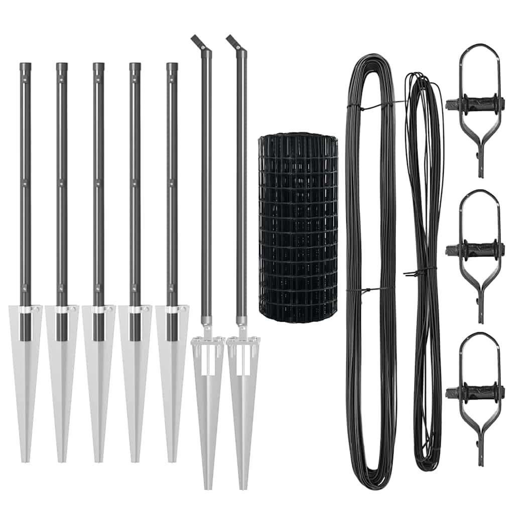 vidaXL Euro Fence with Spikes 10 x 0.8 m PVC-Coated Steel Grey Mesh 5