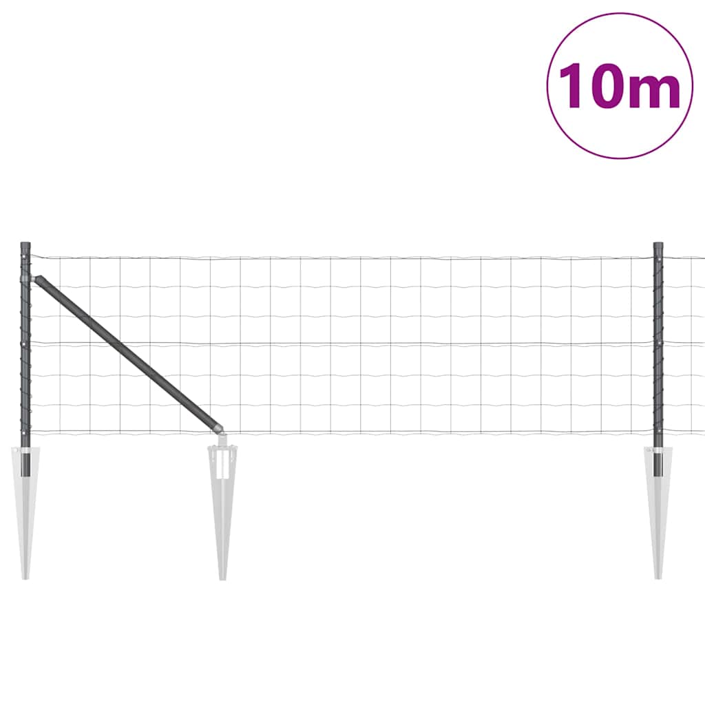 vidaXL Euro Fence with Spikes 10 x 0.8 m PVC-Coated Steel Grey Mesh 3