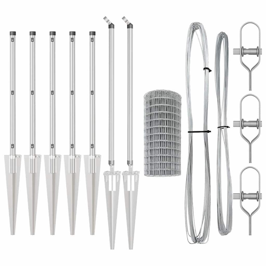 vidaXL Outdoor Euro Fence with Spikes 10 x 0.6 m Galvanised Steel Mesh 6