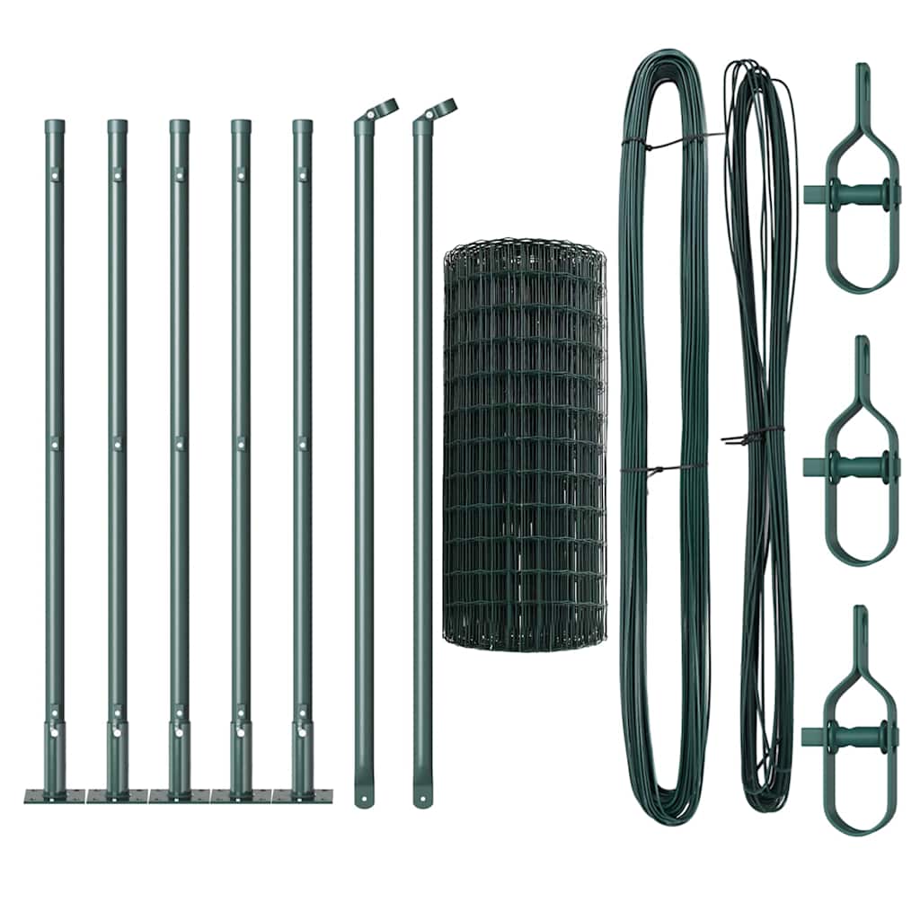 vidaXL Euro Fence with Concrete Base 10 x 0.6 m PVC-Coated Steel Green 6