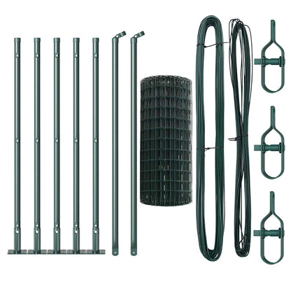 vidaXL Euro Fence with Concrete Base 10 x 0.6 m PVC-Coated Steel Green 6