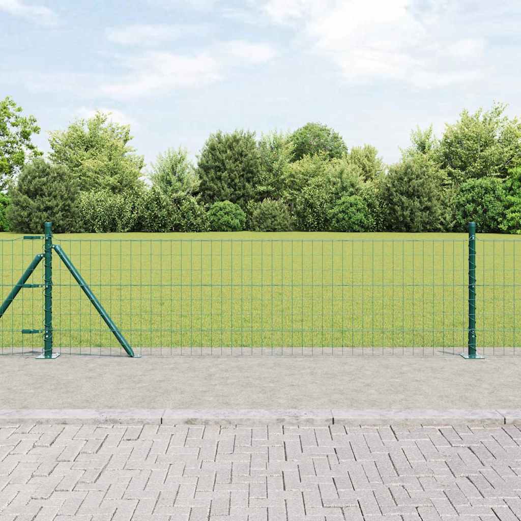 vidaXL Euro Fence with Concrete Base 10 x 0.6 m PVC-Coated Steel Green 1